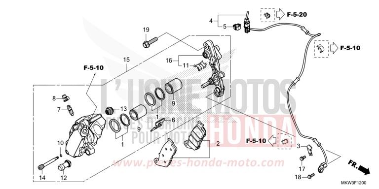 ETRIER DE FREIN AVANT von NC750X DCT GRAND PRIX RED (R380) von 2021